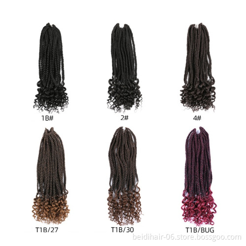 Box Braids Goddess Braiding Hair with Curly Ends 3S Synthetic Hair Braided Extension 18inch 24inch